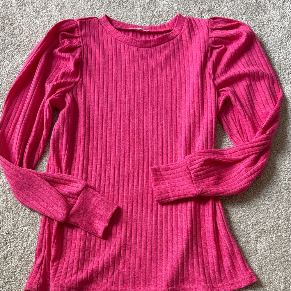 Pink Ribbed Long Sleeve Top